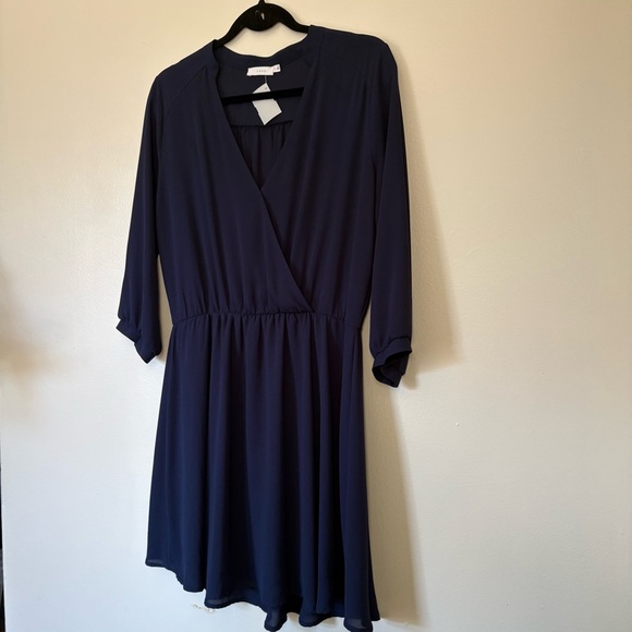 Lush Kendall Blue Faux Wrap Mini Dress Size Medium - Picture 3 of 13